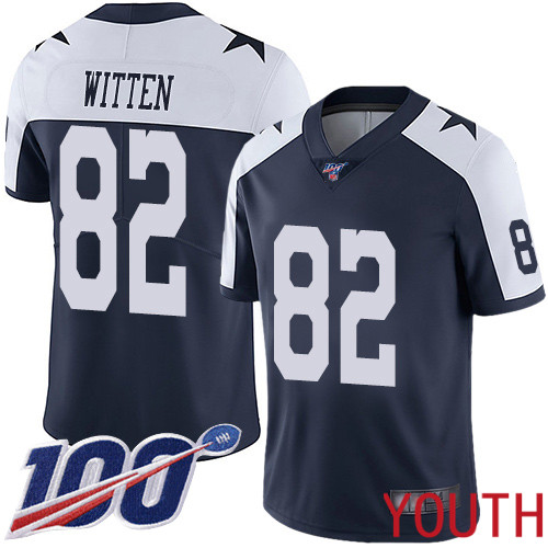 Youth Dallas Cowboys Limited Navy Blue Jason Witten Alternate #82 100th Season Vapor Untouchable Throwback NFL Jersey